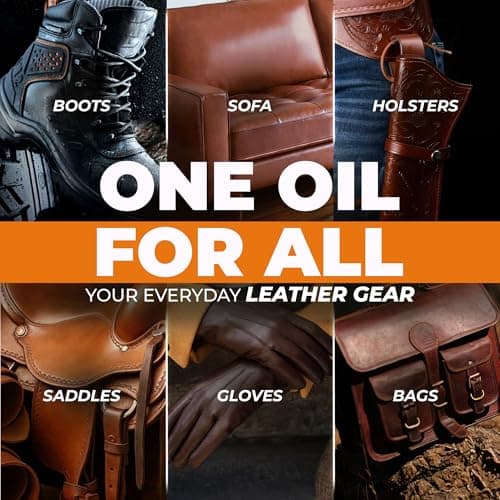 Leather Boot Oil for Work & Cowboy Boots – Deep-Conditioning Formula, Restore and Protects Dry, Cracked Leather, Complete Boots and Shoes Conditioner Care Kit w/ Applicator & Polishing Cloth 8oz