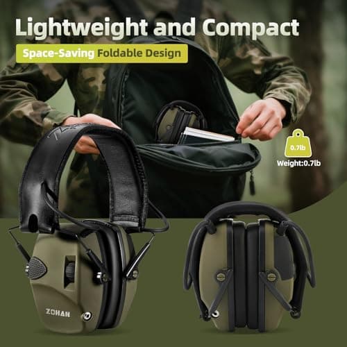 ZOHAN EM054 Electronic Shooting Ear Protection with Sound Amplification, Slim Active Noise Reduction Earmuffs for Gun Range