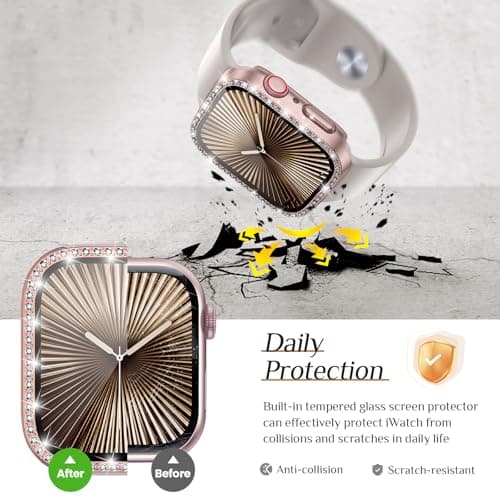 Goton 2-Pack Bling Case for Apple Watch Series 11/10 Screen Protector 42mm, Women Glitter Diamond Rhinestone Bumper Face Cover for iWatch Accessories 42 mm