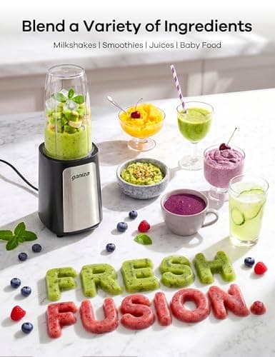 With 3 Portable Cups (1*24oz & 2*17oz), Peak Power 900W Single Serve Smoothie Maker for Kitchen, BPA-Free, Nutritious Recipe Ganiza Smoothie Blender, 14Pcs Portable Personal Blender Shakes & Smoothies B0DJM4QW9B