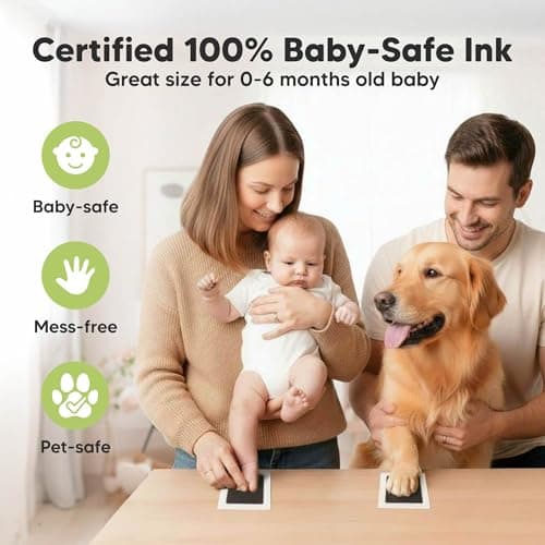 Newborn Keepsake, Dog Nose, Paw Print Kit, Clean Touch Ink Pads, Baby Handprints Footprints Kit, New Mom Gifts 4pk Inkless Baby Hand and Footprint Kit, Mess Free Ink Pads (Jet Black, R) B08N6KWS7T
