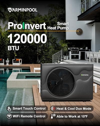 120000BTU Inverter Pool Heat Pump, for 33000 Gallons Inground and Above Ground Pools, WiFi Capable Electric Pool Heater with Timer, Heat and Cool, Energy Efficient, 220V