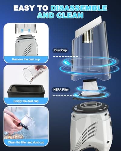 EABOSON Handheld Vacuum Cordless, 16000PA High Power Suction Hand Held Car Vacuum Cleaner Portable with Washable Filter & Multi Accessories, Rechargeable Dust Busters for Car Home Office and Pet Hair