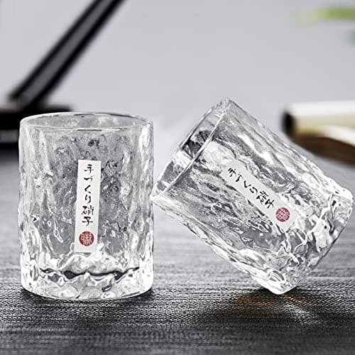 BXT Japanese Whiskey Glass - Handmade Old Fashioned Tumbler | Crystal Hammer Figure Finish | Thickened Drinking Cup for Whiskey Beer Brandy Cocktail Scotch for Men Dad Daddy Fathers Day