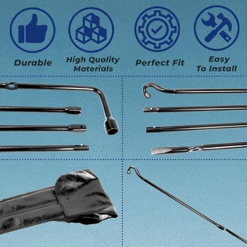 Spare Tire Tool Kit with Tire Jack Handle and Wheel Lug Wrench Spare Tire Kit Compatible with 2005-2021 Tacoma