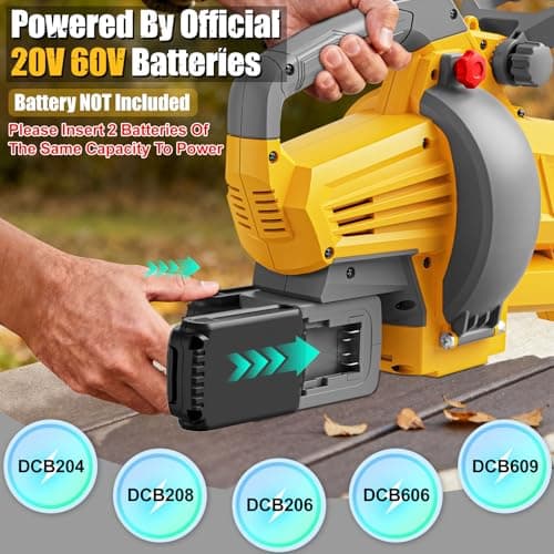 Cordless Leaf Blower Vacuum Mulcher Compatible for Dewalt 20V Battery(NO Battery), 3-in-1 Handheld Leaf Vacuum Mulcher with 40L Bag, 4 Variable Speeds with Turbo Modes for Yard Patio Driveway Cleanup