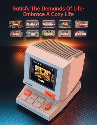 Bluetooth & USB Audio, Alarm/White Noise Clock, Desk Setup Gifts for Gaming Divoom MiniToo Retro PC-Style Computer Speaker, Pixel Screen with DIY Faces B0FRF3XGQ4
