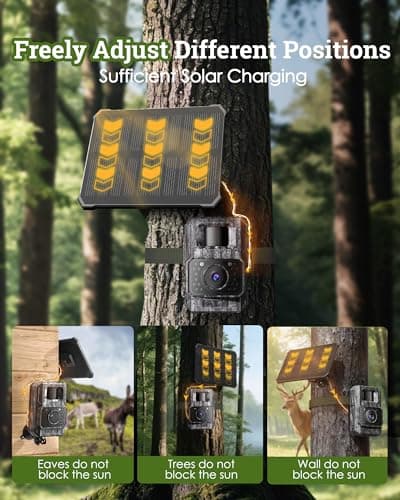 MAXDONE Solar Trail Camera WiFi Bluetooth - 4K 64MP Game Camera with 6000mAh Battery, Rechargeable Trail Cam with Night Vision Motion Activated IP66, Wildlife Cameras Deer Cams for Outdoor Backyard