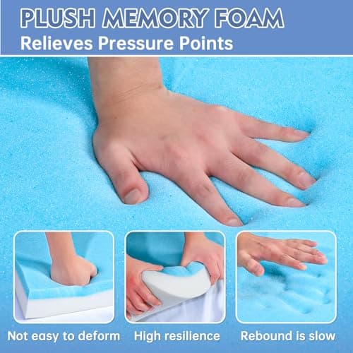 Upholstery Foam, 72" x 24" x 1" High Density Gel Memory Foam Padding Couch Cushion Support, Cut to Size Foam Replacement Pad for Sofa Sag Support