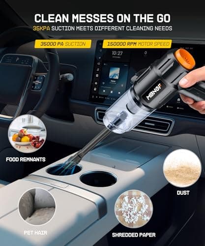 Car Vacuum Portable Cordless,35000PA High Power Suction & Blower, Handheld Vacuum Cleaner for Car, Home, Desktop, Keyboard(Fog Black)