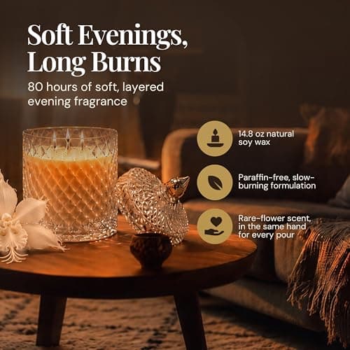Decorative Soy Candles Birthday Gifts for Women, Elegant Glass Jar, 14.8oz, 80Hr Long Lasting Burn, Luxury Candles for Women VIONAMI Ghost Orchid Rare Flower Fragrance Luxury Scented Candle Gift B0FBMMZPXL