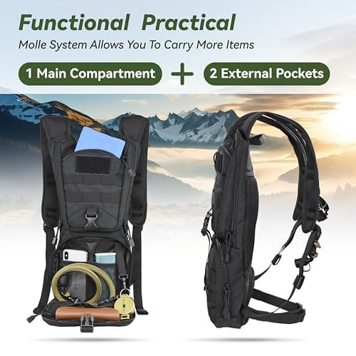MARCHWAY Tactical Molle Hydration Pack Backpack with 3L TPU Water Bladder, Military Daypack for Cycling, Hiking, Running, Climbing, Hunting, Biking