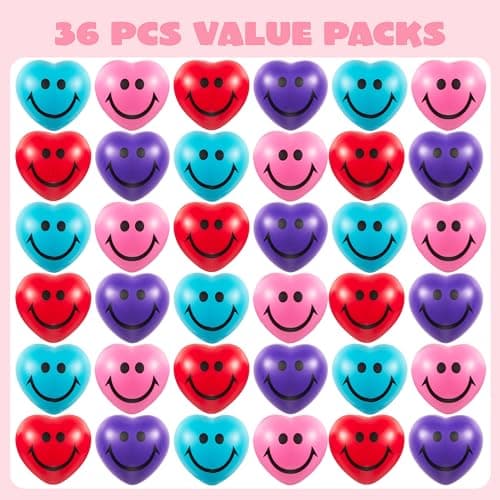JOYIN 28 Packs Heart Shape Stress Ball with Cards Stress Relief Fidget Toy for Valentine Party Favors, Classroom Prize Supplies, Valentine’s Greeting Cards, Valentine Exchange Gifts