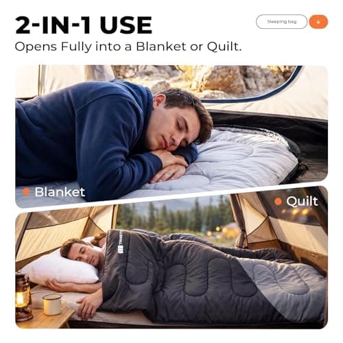 Sleeping Bag for Adults Warm Weather, Compact Lightweight Backpacking Sleeping Bag with Compression Sack, Camping Essentials Gear for Hiking Travel Climbing Outdoor & Indoor Use