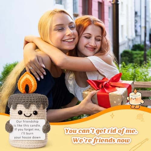 YUEYUQIU Funny Best Friend Birthday Gifts for Women Men, Handmade Crochet Candle Decor, Sarcastic Friendship Presents for Bestie Sister, Cute Birthday Christmas Gag Gift, Dark Humor Desk Accessories B0GHDZ4BJM