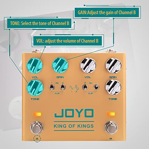 JOYO Dual Crunch Pure Analog Circuit Overdrive Effect Pedal with Independent Clipping for Electric Guitar - True Bypass (King of Kings R-20)