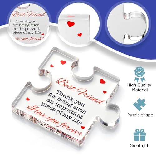 Friendship Gifts - Acrylic Block Puzzle Friendship for Her - Long Distance Relationship Gift, Bestie Gifts Paperweights
