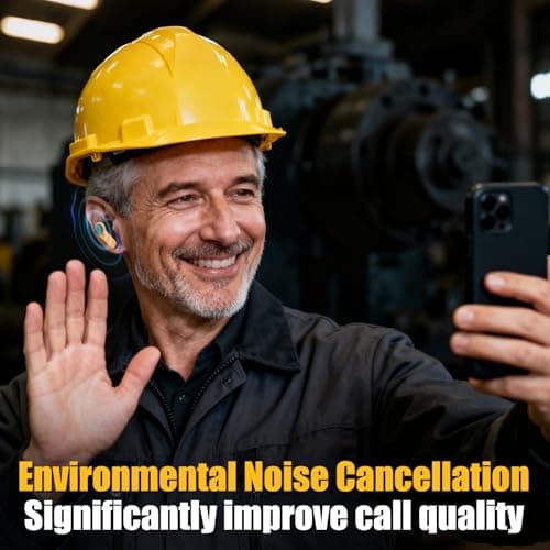 ToolFun Bluetooth 6.0 Jobsite Earbuds, 70H Playtime, IP56 Waterproof, 30dB SNR Noise Cancelling, ENC, Heavy Duty True Wireless Ear Buds for Outdoor Work, Construction with 12pcs Earplugs