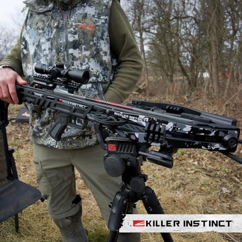 Killer Instinct TEMPR-X Crossbow Kit 405 FPS 195 LB Draw Weight - X CAM Synchronized Design with Lumix 4x32 Scope and Anti-Dry Fire Safety