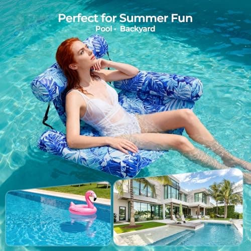 Inflatable Pool Float for Adults – Heavy Duty Floating Lounge Chair & Pool Noodle for Summer, Beach, Lake & Pool Parties – Comfortable Water Lounge for Relaxing & Fun