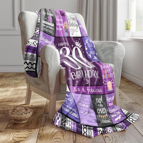 30th Birthday Gifts for Women Her, 30th Birthday Decorations for Women, 30 Year Old Gifts for Woman, Turning 30 and Fabulous - Blanket 60"X50"
