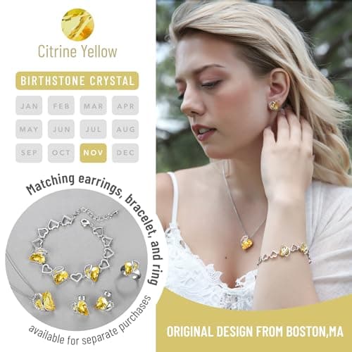 Leafael Gift Necklaces for Women, Infinity Love Birthstone Heart Crystal Pendant, Birthday Anniversary Jewelry for Wife, Mom, and Her, Silver Plated, 18" + 2" Adjustable Chain B07Z6PM69G