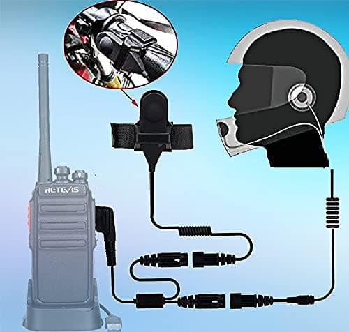 Retevis Two Way Radio Headset with Mic, Open Full Face Motorcycle Helmet, Finger PTT, for RT22 RT21 H777, Compatible with Pxton, Baofeng BF-888S, Kenwood Walkie Talkies, Walkie Talkie Earpiece(1 Pack)