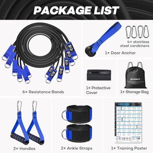 Resistance Bands, 390 LBS Heavy Duty Exercise Bands for Working Out, Workout Bands with Handles, Stretch Band for Men, Fitness Bands for Home Workouts, Muscle Training, Strength, Slim, Yoga