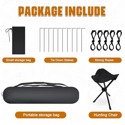 Extra Large Hunting Blind 4 Person with Portable Hunting Chair, 288/360 Degree See Through Pop up Ground Blinds for Deer Turkey Duck Hunting, Bow Hunting Adjust Windows with Silent Zipper