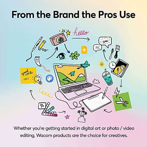 Wacom Intuos Small Graphics Drawing Tablet, Includes Training & Software; 4 Customizable ExpressKeys Compatible with Chromebook Mac Android & Windows, Black