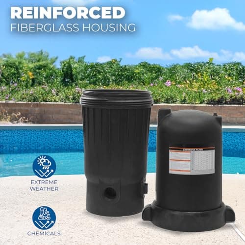 XtremepowerUS 200 sq/ft Pool Cartridge Filter for In-Ground Swimming Pool and Spa Pool Filter System for Pools Up to 72,000 Gallons, Black