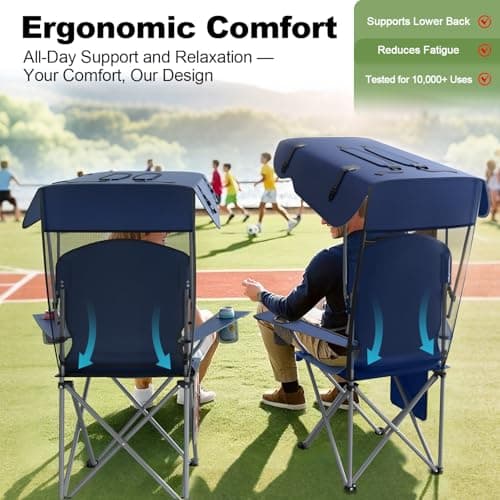 VTOY Portable Camping Chair with Canopy - Folding Chair with Canopy, Durable 600D Oxford Canopy Chair for Camping, Beach, Picnics, Fishing & Sports
