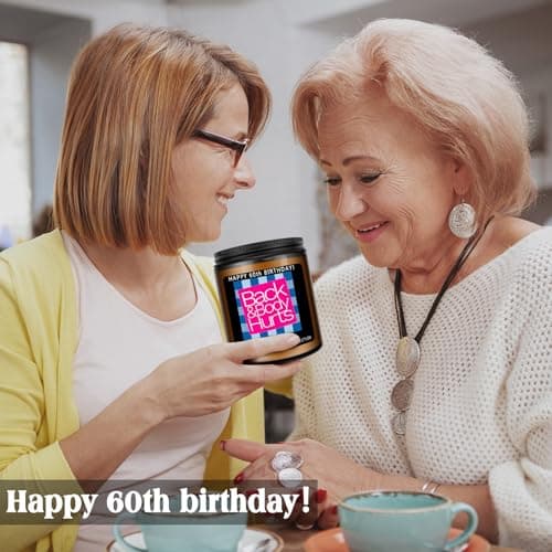 Homsolver 60th Birthday Gifts for Women Men, Happy 60th Birthday Decorations Candles Gift for Her Him, Funny 60 Years Old Ideas- Lavender Scented Candle
