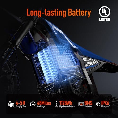 Electric Dirt Bike for Adults Teens, 3000W Brushless 220Nm Motor - 45° Slope, 38 MPH, 48V/23.5Ah Removable Battery, Dual Hydraulic Brakes & Full Suspension Electric Motorcycle for Age 13+