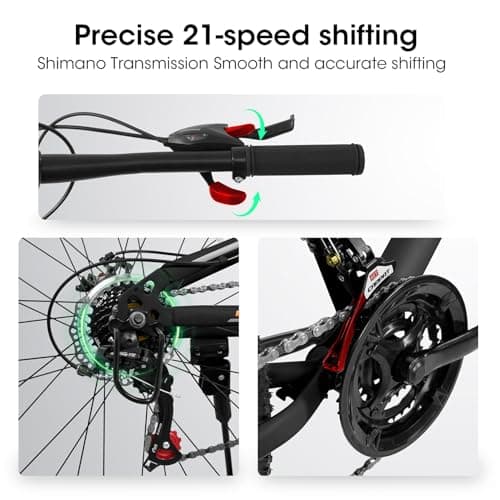 Mountain Bike 24/26/27.5 Inch,Full Suspension, 21-Speed Disc Brake,Carbon Steel Adult Sport Bicycle for Mens Womens