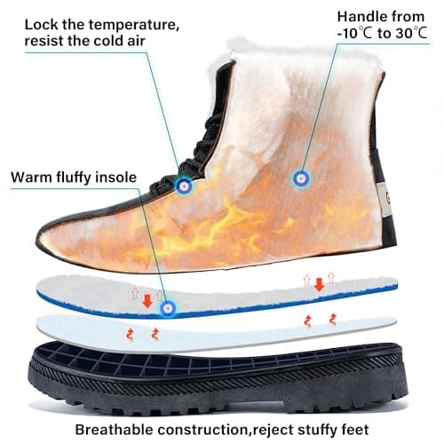 Alicegana Women Winter Boots Snow: Warm Cotton Fur Lined Winter Shoes Lace Up Comfortable Non Slip Ankle Platform Boots Outdoor