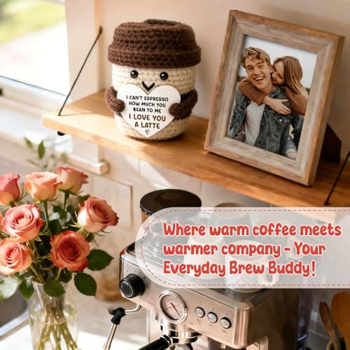 Birthday Decor Gifts for Boyfriend Husband Wife Wedding Anniversary Coffee Lover Couple Crochet Coffee Mug Decor I Love You Anniversary Women Men Her Him Gifts for Girlfriend Sweetest Day Christmas B0FX3RS85V