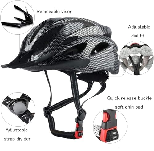 Adult Cycling Bike Helmet, Lightweight and Adjustable with Pads&Visor for Men and Women,Premium Quality Airflow Unisex Bike Helmet,Suggested Fit 58-61 cm