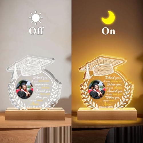 Hyturtle Personalized Graduation Night Light - Custom Photo Light Up Acrylic Plaque Lamp for Women - Inspirational Senior 2026 Graduation Gifts Her Him - College Grad Gifts - Graduation Gifts B0F291WN3G