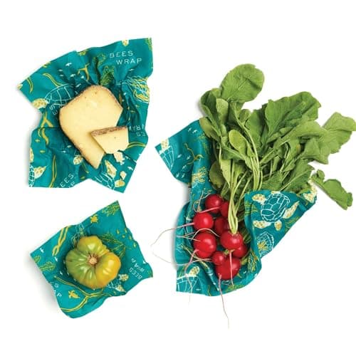 Bee's Wrap Beeswax Wraps for Food - Made in USA Reusable & Organic Food Wraps, Sandwich Wrap & Bowl Covers - Eco-Friendly Alternative to Aluminum Foil & Plastic Wrap, Ocean 3 Pack (S, M, L)
