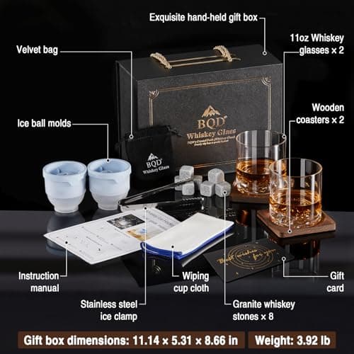 Old Fashioned Whiskey Glasses Set 2-Pack with Gift Box, Ideal Retirement Gifts for Men & Cocktail Glasses for Celebrations