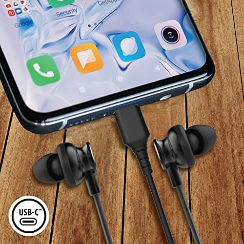 CHARGEWORX Wired Earbuds with USB-C Connector and Built-in Microphone, Corded Earphones with Noise Reduction, High-Def Stereo Sound, in-Line Audio Control, Compatible with Apple and Samsung Devices