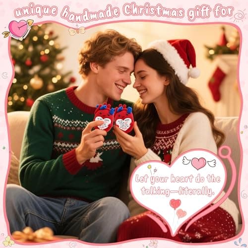 Mini Gifts for Him Her Couple Christmas Valentine’s Day To My Love Handmade Crochet Anatomical Heart Love Gift for Women Boyfriend Girlfriend Husband Wife Anniversary Christmas Valentines Birthday