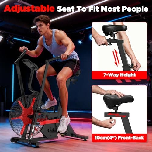 Air Bike,Air-Resistance Exercise Fan Bike With Dual Acction Handlebars for Home Cardio Workout,Adjustable Indoor Cycling Bike,330lb Weight Capacity APP Connection Customizable Monitor