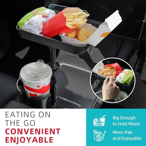 Cup Holder Expander Adapter for Car, Road Trip Essentials, Car Accessories Fits Owala, Yeti, Large Bottles 16-46 oz DYLEN Car Cup Holder Tray, 9.5”Detachable Car Food Tray Table for Eating B0DGSZDNCJ