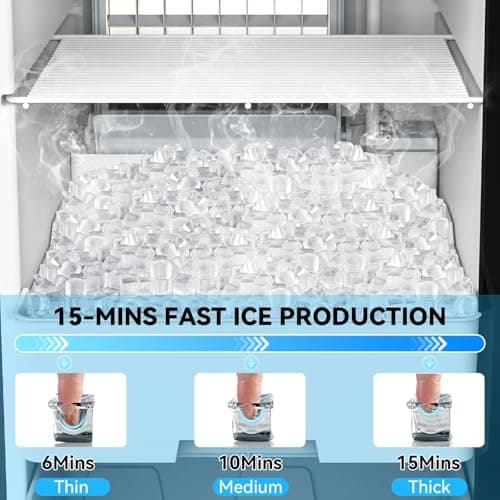 SOZT® Under Counter Ice Maker with Refrigerator Function, 120LBS/24H Commercial Ice Machine, No-Melt Ice Storage, 24H Timer & Self-Cleaning, Built-in/Freestanding for Home Bar Cafe Restaurant