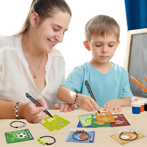 Sports Bracelet Valentines Day Gifts for Kids School Classroom,30 Pack Adjustable Bracelets w/ Cards for Toddler Boy Girl,Valentine Non Candy Treats Party Favor Goodie Bag Stuffers Prizes for Class