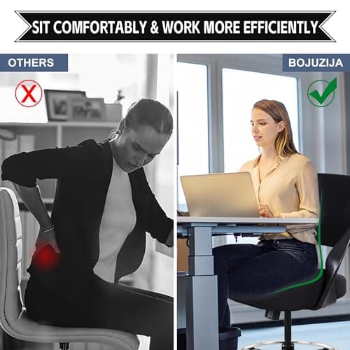Ergonomic Drafting Chair,Standing Computer Desk Chair,Foot Ring,Lumbar Support,Swivel Task Chair-Black