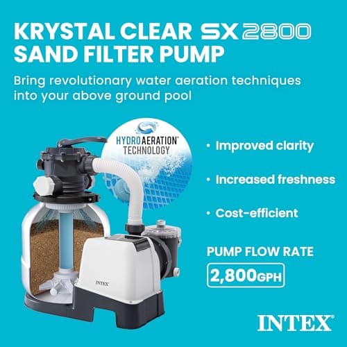 INTEX 2,800 GPH Krystal Clear Sand Filter Pump for Above Ground Pools, Swimming Pool Pump with Automatic Timer - Improved Circulation, Filtration, & Clarity