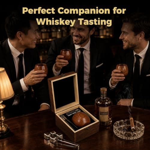 Shatterproof Jujube Wood Whiskey Cup, Naturally Insulated, Enhances Flavor, Ideal Bourbon Gift for Men in a Wooden Box Charred Wooden Bourbon Drinking Glass, Handmade Whistey Glass Set B0H12T634T